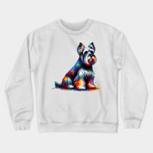 Playful Colorful Splash Cesky Terrier Artistic Portrait Crewneck Sweatshirt